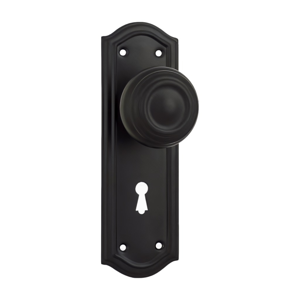 Tradco Door Knob Kensington Lock Pair Matt Black H175xP57xW58mm - Avoca ...