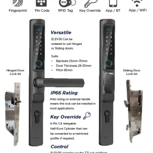 LOCKTON 'E-Series' (Euro Narrow Leverset) SMART DOOR LOCK (Hinged Door) *Matte Black*