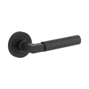 Iver Door Lever Berlin Round Rose Pair Matt Black L139xP60mm BPD52mm