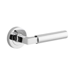 Iver Door Lever Berlin Round Rose Pair Polished Chrome L139xP60mm BPD52mm