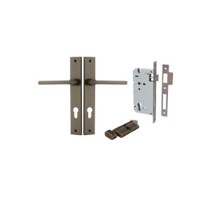 Iver Door Lever Baltimore Rectangular Euro Signature Brass CTC85mm H240xW38xP55mm Entrance Kit, Mortice Lock Euro Signature Brass CTC85mm Backset 60mm, Euro Cylinder Key Thumb 6 Pin Signature Brass L70mm KA1