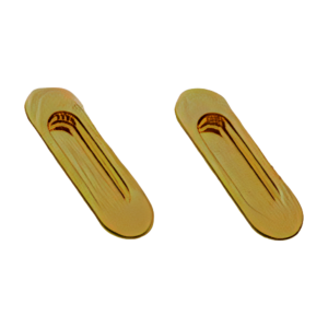 MANITAL ART58 Oval sliding door pull flush pull, (pair) Satin Brass