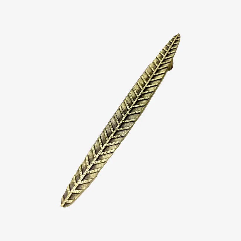 UPTOWN PULL HANDLE Leaf (SINGLE) Entrance L400mm X W40mm in Antique Brass Matt